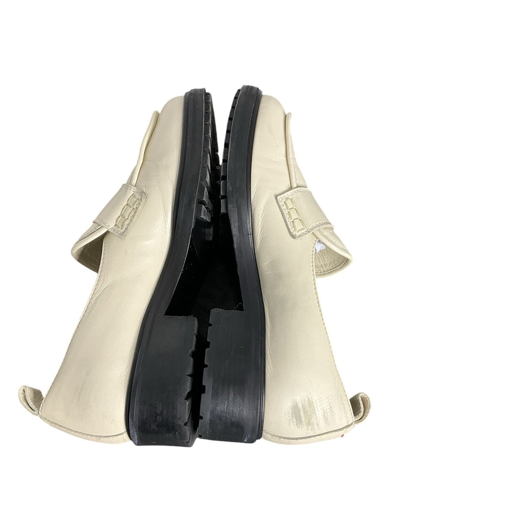 Aeyde Ruth Lug Sole Platform Italian Apron-toe Loafer Crème With A Chunky Heel - Picture 10 of 12